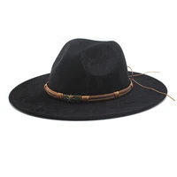 free shipping men fedoras women fashion jazz hat autumn and winter black leather wool blend cap outdoor casual dancing hat lm21