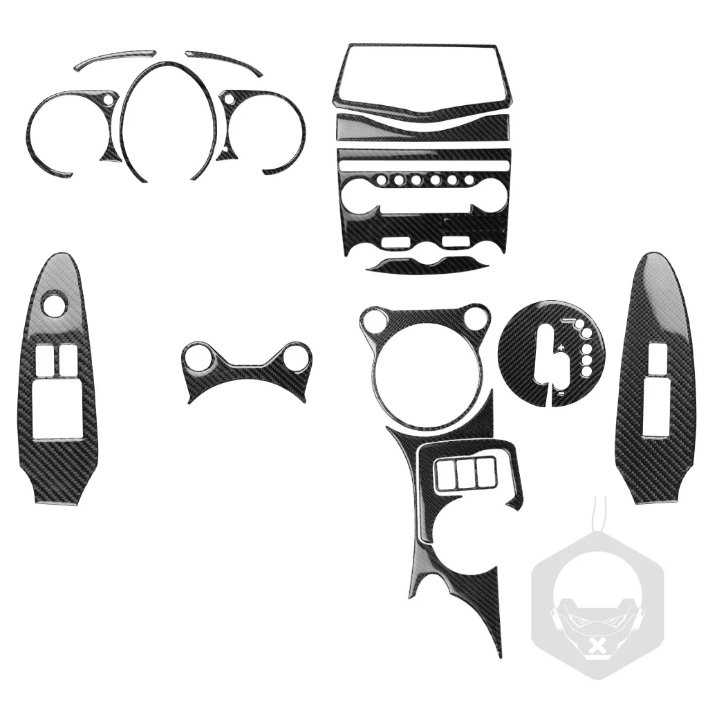 

18PCS Carbon Fiber Interior Stickers Central Control Panel Steering Wheel Door Switch Frame Fit For NISSAN 370Z Z34 2009-2021