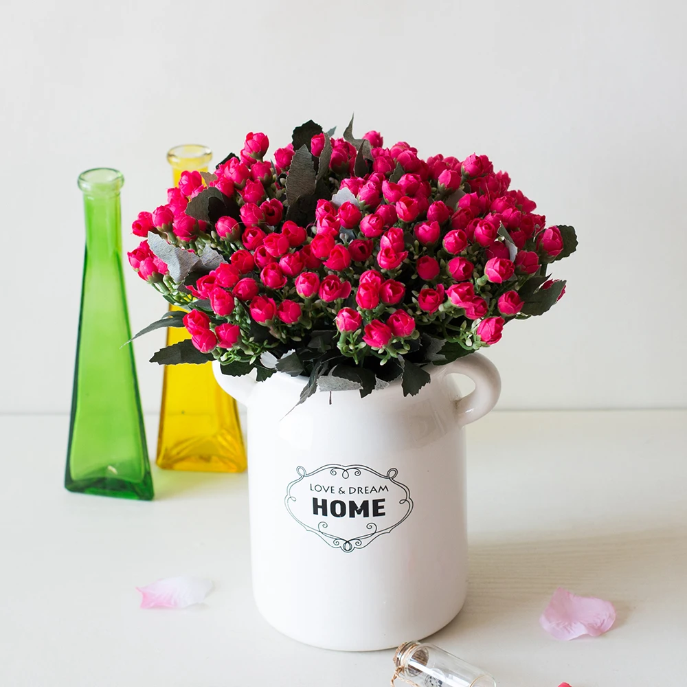 Имитация цветов Милана маленькая Роза Бутон 6 бутоны мини вилка 36 гостиной