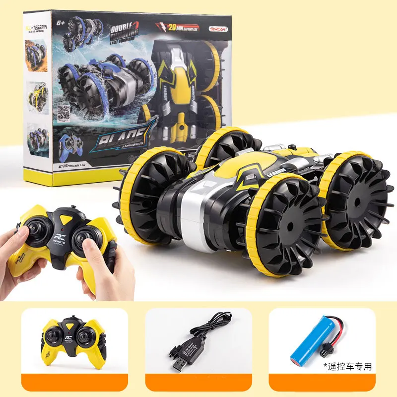 

Rc Cars 360 Rotate Remote Control Stunt Car 2 Sides Waterproof Driving On Water And Land Amphibious Electric Toys For Children