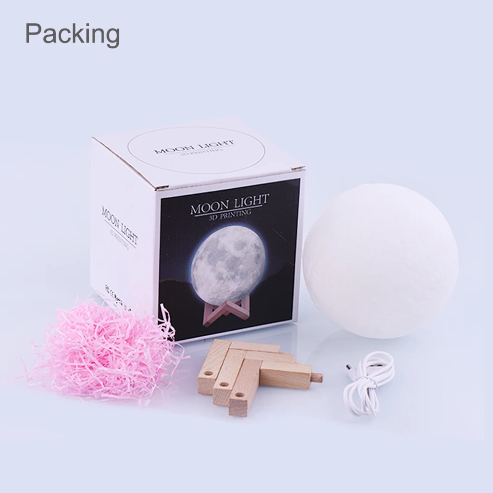 

Rambery moon lamp 3D print night light Rechargeable 3 Color Tap Control lamp lights 16 Colors Change Remote LED moon light gift