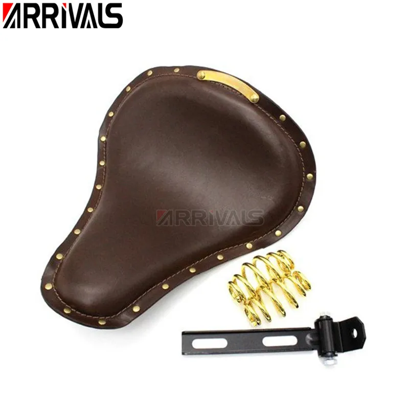 Мотоциклетное универсальное черное/коричневое сиденье для водителя с пружинами