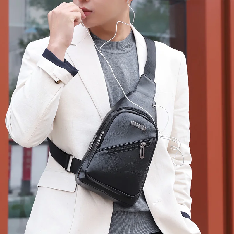 

AOTTLA PU Leather Chest Bag Men's Fashion Crossbody Bag Brand Casual Messenger Bag Men Hot Shoulder Bag Male Quality Travel Bags