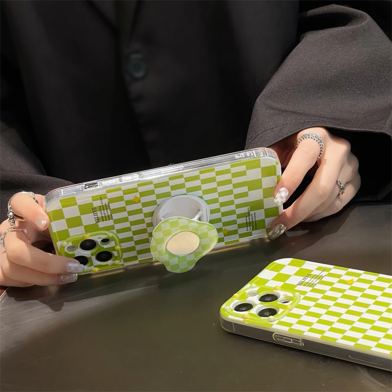 Набор зеркальный чехол-подставка для телефона iPhone 7 8 Plus с узором в сетку 11 12 Pro Max X