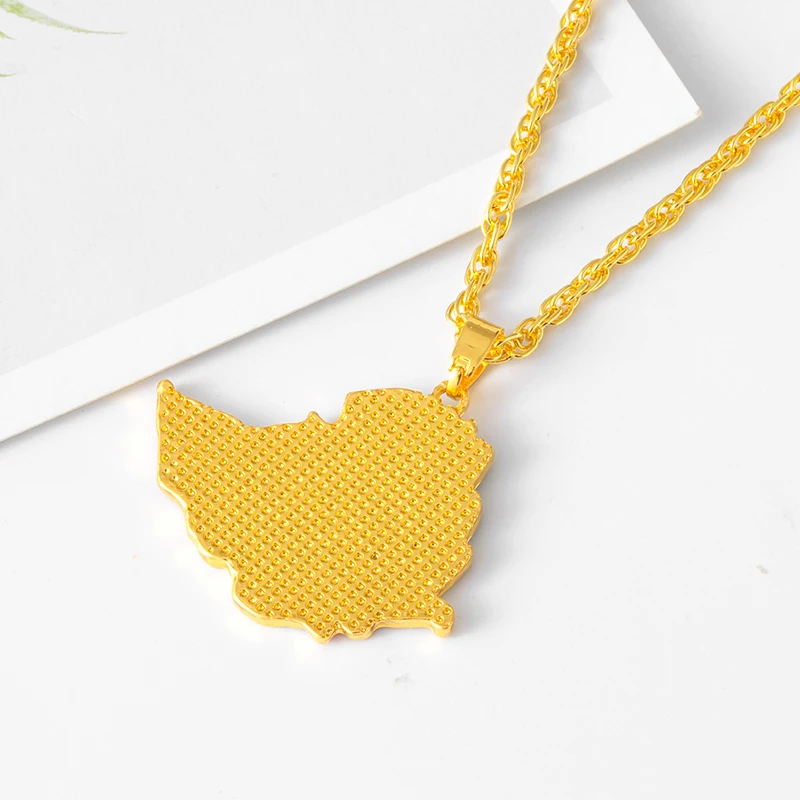 Gold Color Flag Ethiopia Maps Jewelry Accessories Map Pendant Chain Necklaces for Women Men Gift | Украшения и аксессуары