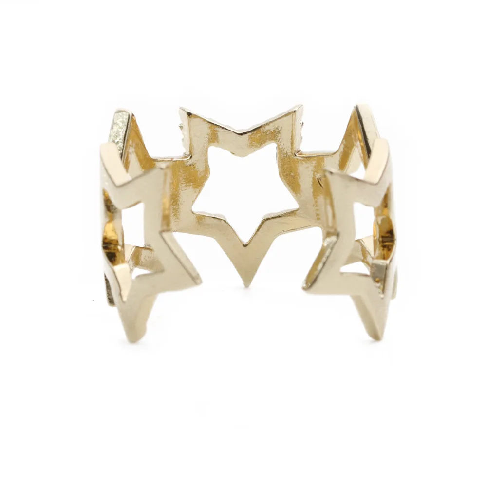 

New Jewelry Japanese and Korean Ins Five-Star Artificial Wild Zircon Ring With 18K Gold Plating