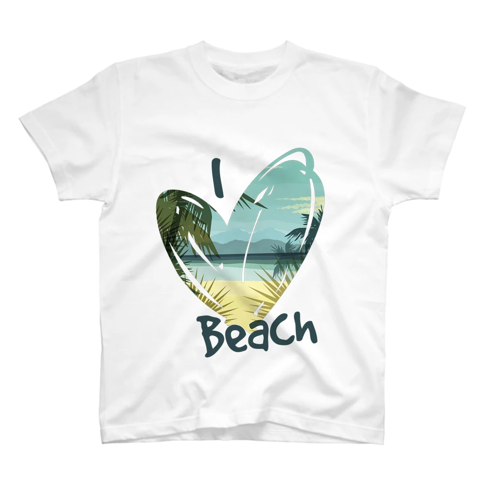 

White Personality Literary Beach Illustration Joker T Shirt Women And Girls Short Sleeves Summer 2021 New