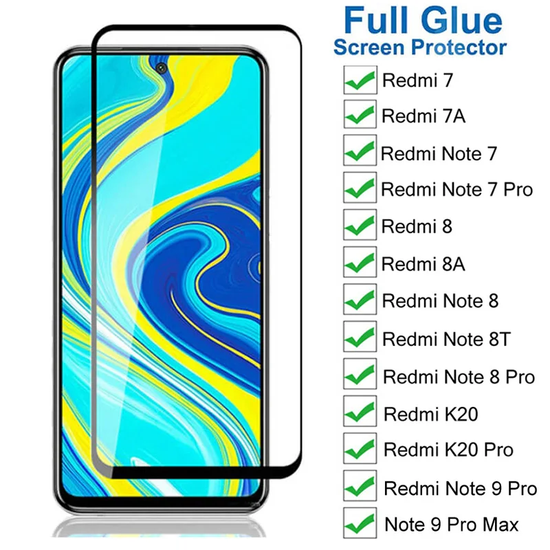 Изогнутое защитное стекло 2000D для Xiaomi Redmi Note 9 8 7 Pro Max 8T Защита экрана K20 8A 7A