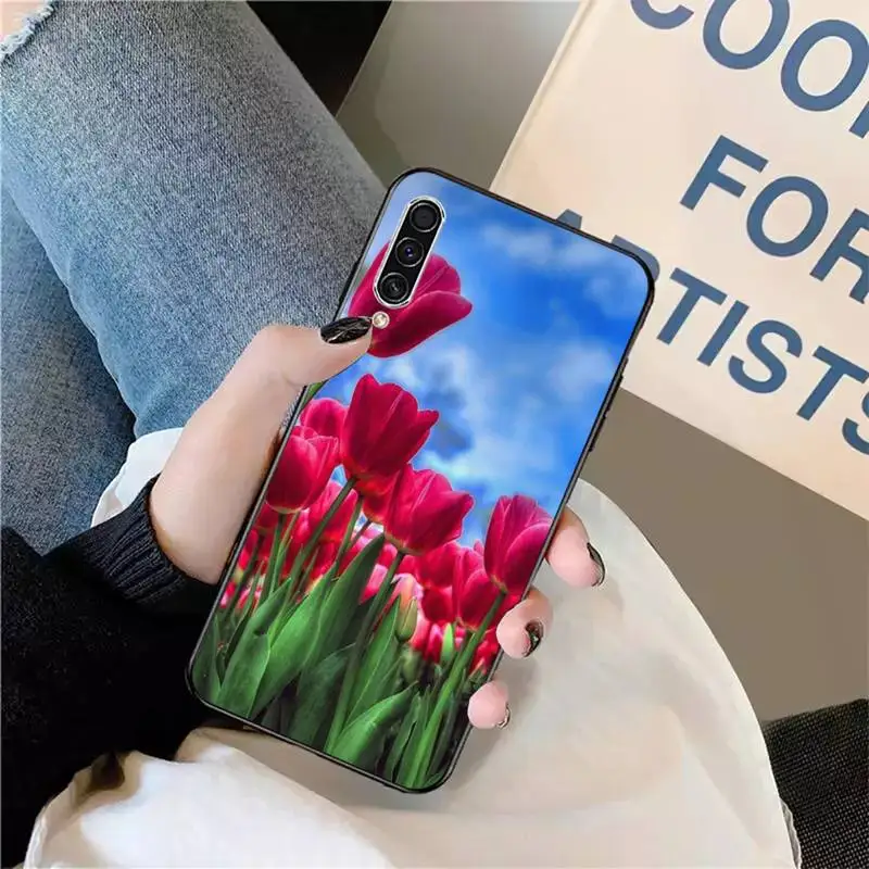 

Tulips flower Spring field Phone Case For Samsung galaxy A S note 10 7 8 9 20 30 31 40 50 51 70 71 21 s ultra plus