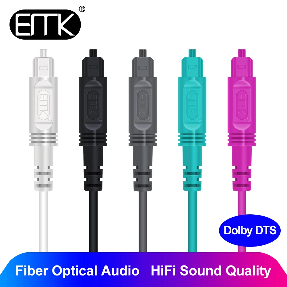 

Optical Cable, EMK Toslink Cable Digital Optical Audio Cable Black White Blue Grey SPDIF Optical Cable For DVD Xbox TV Speaker