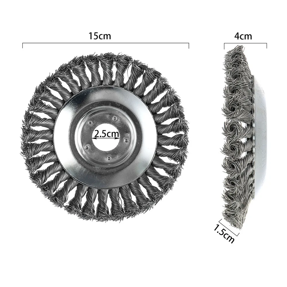 

6" Grass Trimmer Head Steel Wire Wheel Brush Weed Cleaning Garden +3Accessories For Lawn Mowers