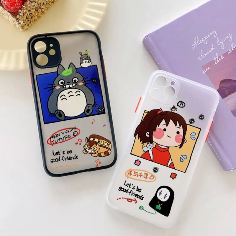 

Totoro Spirited Away Ghibli Miyazaki Cartoon Phone Case matte transparent For iphone 7 8 11 12 plus mini x xs xr pro max cover