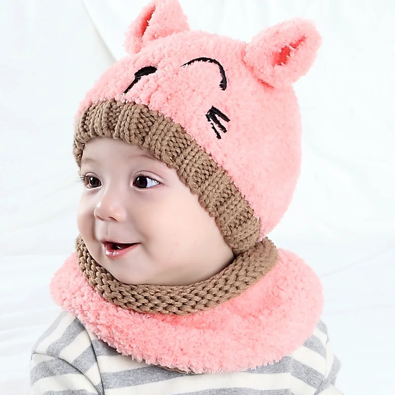 Милая детская зимняя вязаная шапочка Skullies Beanie с шарфом шапка черепом унисекс