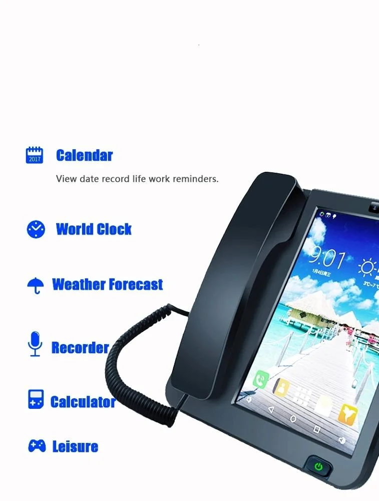 4G SIM Card Android Smart Fixed Phone Touch Screen Video Call Telephone With Wifi Recording For Home Business Landline Phones