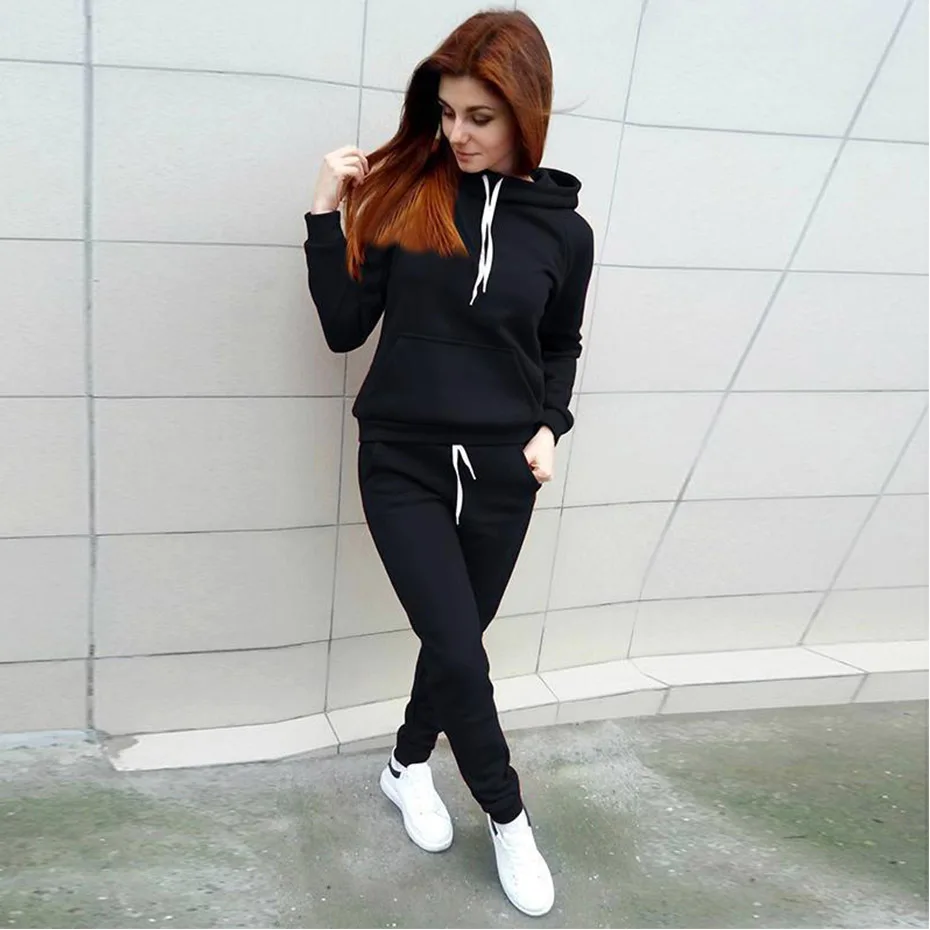 ZOGAA New Tracksuit Women Two Piece Sets Outfits Fleece Large Pocket Hooded Pullover Sweat Suits Sportwear |