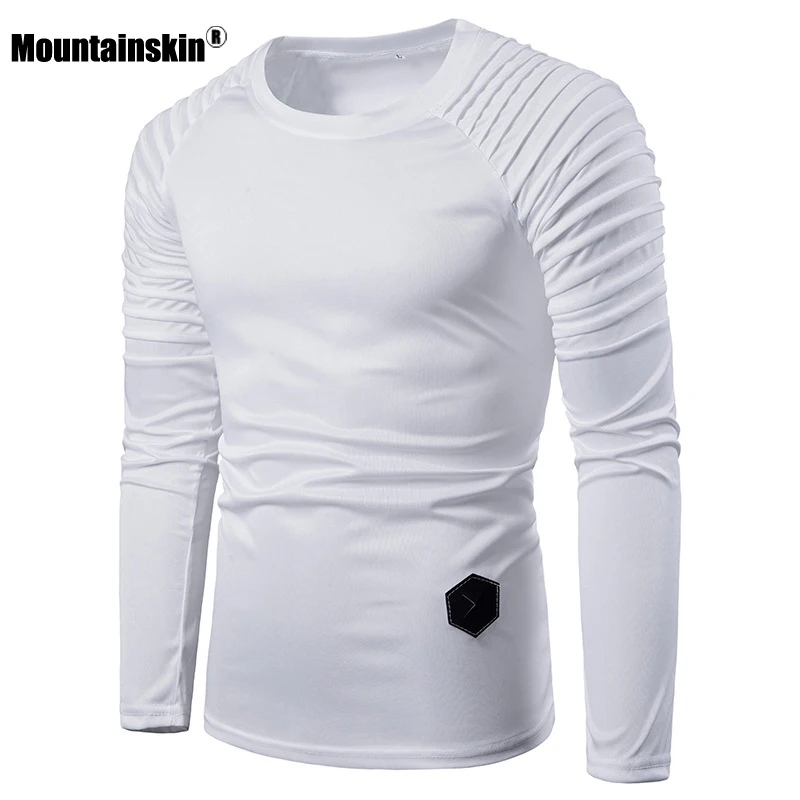 Мужская Повседневная футболка Mountainskin тонкая Однотонная с длинным рукавом со