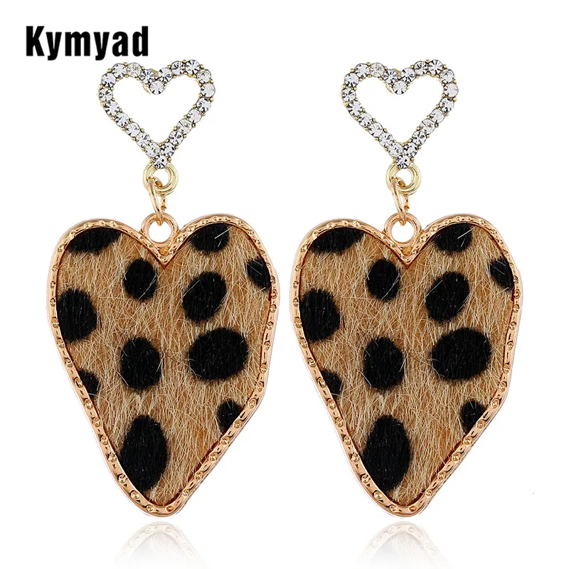 Новые серьги Kymyad 2019 золотого цвета длинные с кристаллами в форме сердца