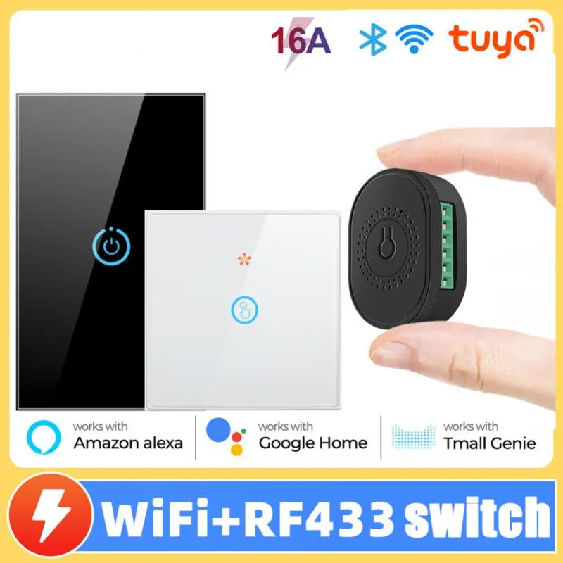 

16ATuya MINI Wifi+RF433 MHZ Smart Switch Supporte 2-way Control Timer Wireless Switches Works With Tuya Alexa Google Home 2021