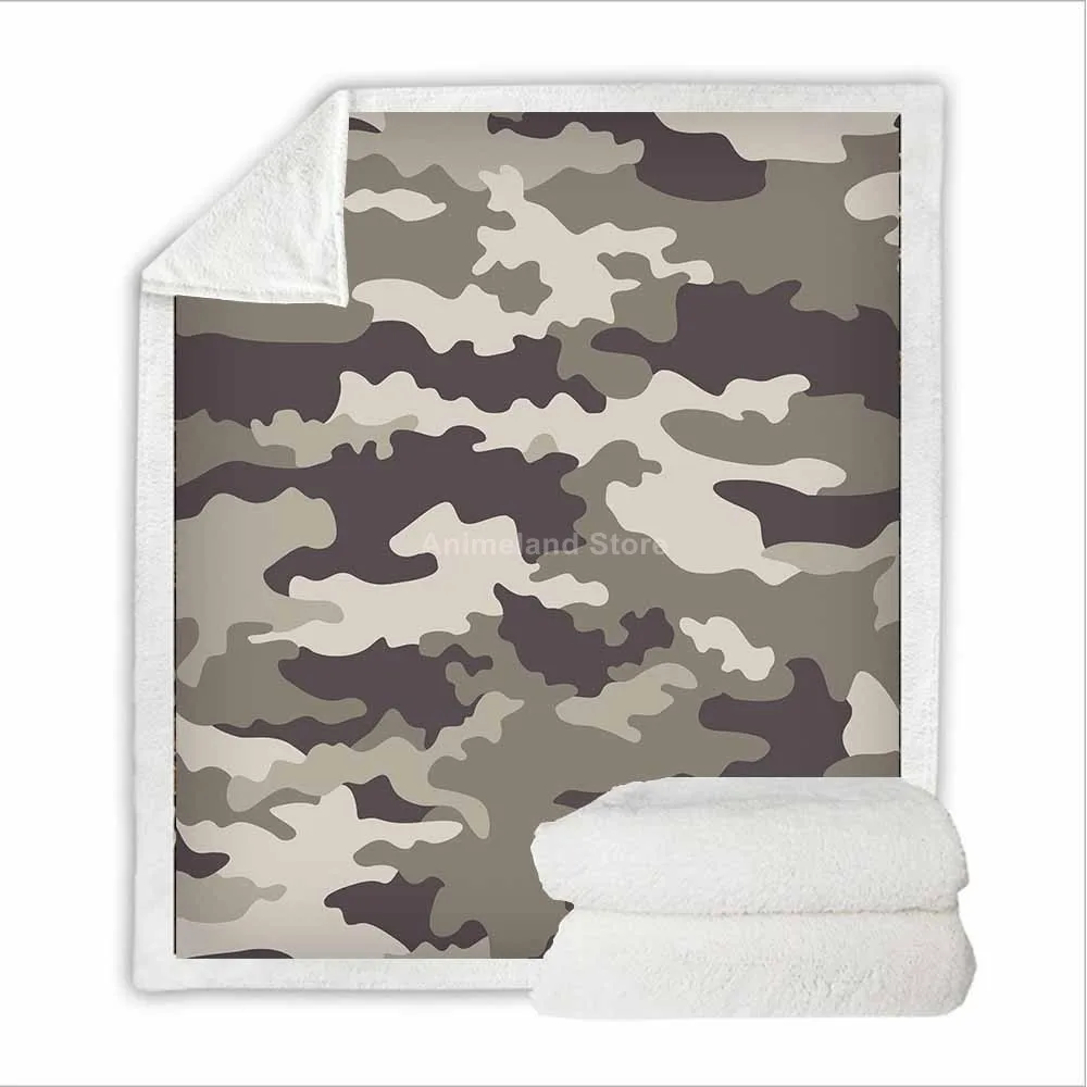 Camouflage Pattern Fleece Blanket Fashion Square Bedspread Velvet Plush Soft Comfortable Camping Aircraft Blankets Home Decor | Дом и сад