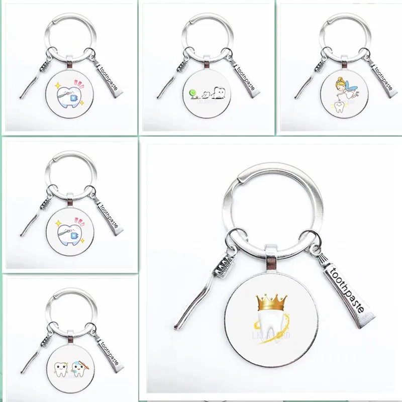 

Creative toothpaste toothbrush keychain toothpaste toothbrush environmental protection metal keychain mini surprise small gift