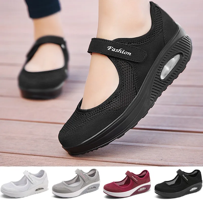 

Chunky Sneakers Women Walking Shoes Breathable Comfortable Air Sole Casual Shoes Slip-on Outdoor Loafers
