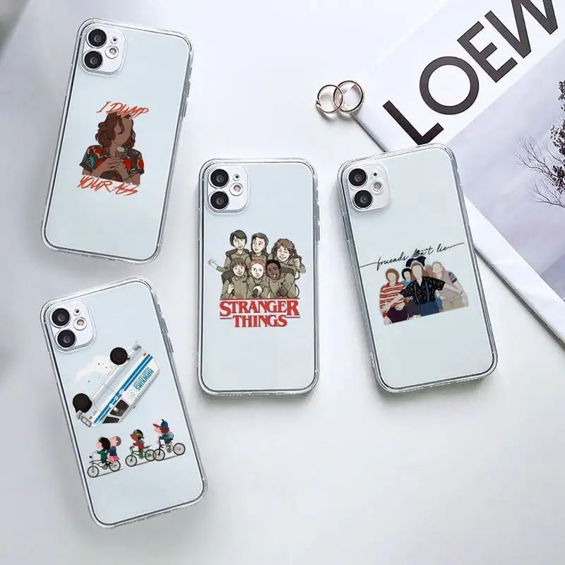 

Strange Things tv show Phone Case Transparent for iPhone 7 8 11 12 13 mini pro X XS XR MAX Plus