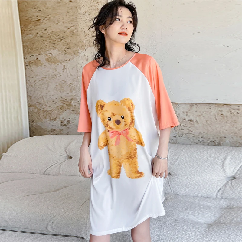 Roseheart Summer New Green Pink Luxury Fashion Sleepwear Faux Silk Loose Nightwear Sexy Mini Bathrobe Homewear Dress