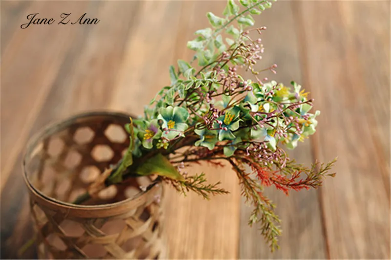 Ramos de flores salvajes, helecho de carne m&uacute;ltiple, hojas verdes, simulaci&oacute;n de pl&aacute;stico, planta verde, foto de beb&eacute;, accesorios de fotograf&iacute;a para reci&eacute;n nacido-3