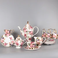 european coffee pot set with bone china ceramic coffee cup plate afternoon tea flower tea gift box household water cup