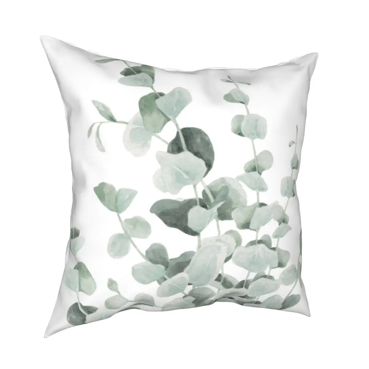 Standing Eucalyptus Leaves Pillow Cases Watercolor Tropical Green Teal Cushion Covers Decorative Pillowcase for Room 45x45cm