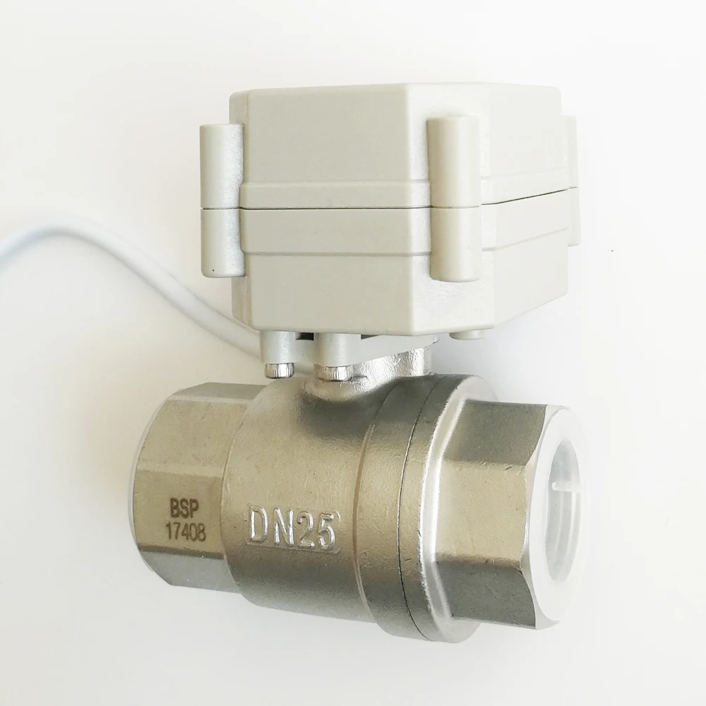 DN25 Полнопортовый электрический водяной клапан из нержавеющей стали DC5V BSP/NPT 1