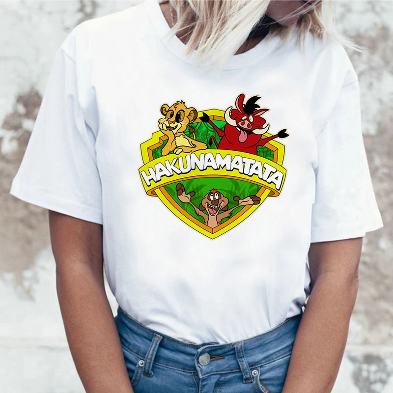 3098 Забавная рубашка хакуна матата Женская Harajuku Ullzang The Lion King кавайная футболка Femme летняя футболка Модный Топ Футболка женская футболка - Цвет: 3098