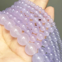 natural stone violet purple jades chalcedony beads loose spacer beads for jewelry making diy bracelet necklace 15 4681012mm