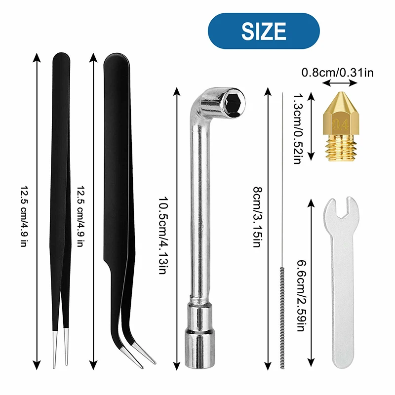 19Pcs/Set 0.4mm 3D Printer Extruder Nozzles Set Print Head Cleaning Tool Kit for Makerbot Creality Ender 2/3 CR-10 | Компьютеры и офис