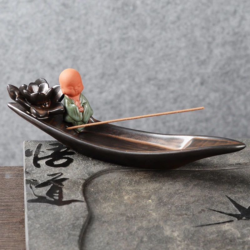 Fully Loaded Backflow Incense Burner Buddhism Decoration Zen Ceramic Monk Set for Home Decor Sticks Holder | Дом и сад