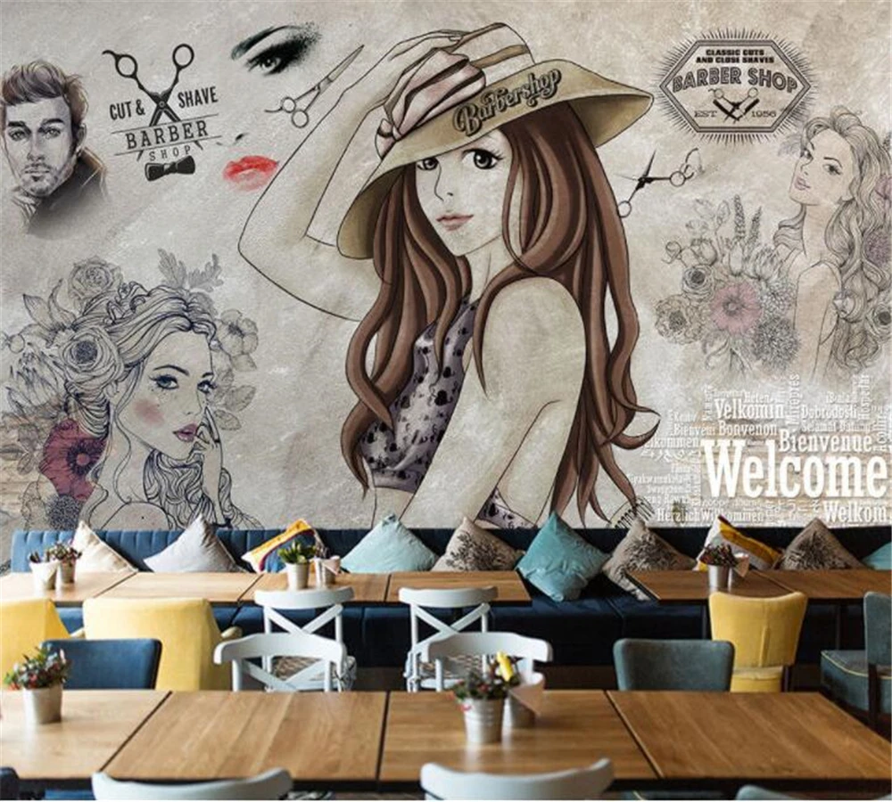 

beibehang Custom 3D wallpaper mural photo HD modern fashion hand-painted beauty salon shop tooling background papel de parede