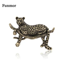 funmor retro animal leopard brooches antiquite alloy pins for women men party routine decoration ornaments collar bijoux gifts