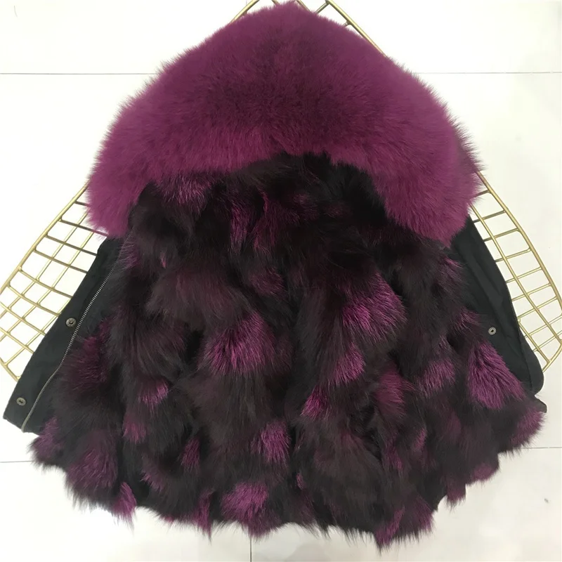 black rose purple Верхняя одежда из натурального Лисьего меха, пуховик для девочек, парка для девочек, зимняя куртка для мальчика, пальто детская зимняя одежда - Цвет: black rose purple