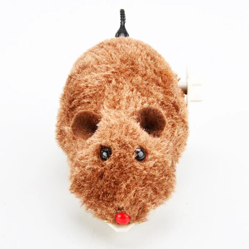 

Mouse Clockwork Plush Little Wind-Up Mouse Jump Wag Tail Dog Cat Playing Toy Mechanical Motion Rat Pet Accessories