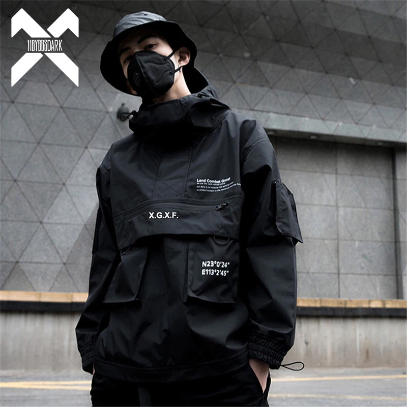 

Мужские куртки-карго 11 BYBB'S, темно-черная уличная одежда, военная тактическая куртка, Мужская ветровка с капюшоном и множеством карманов, пал...