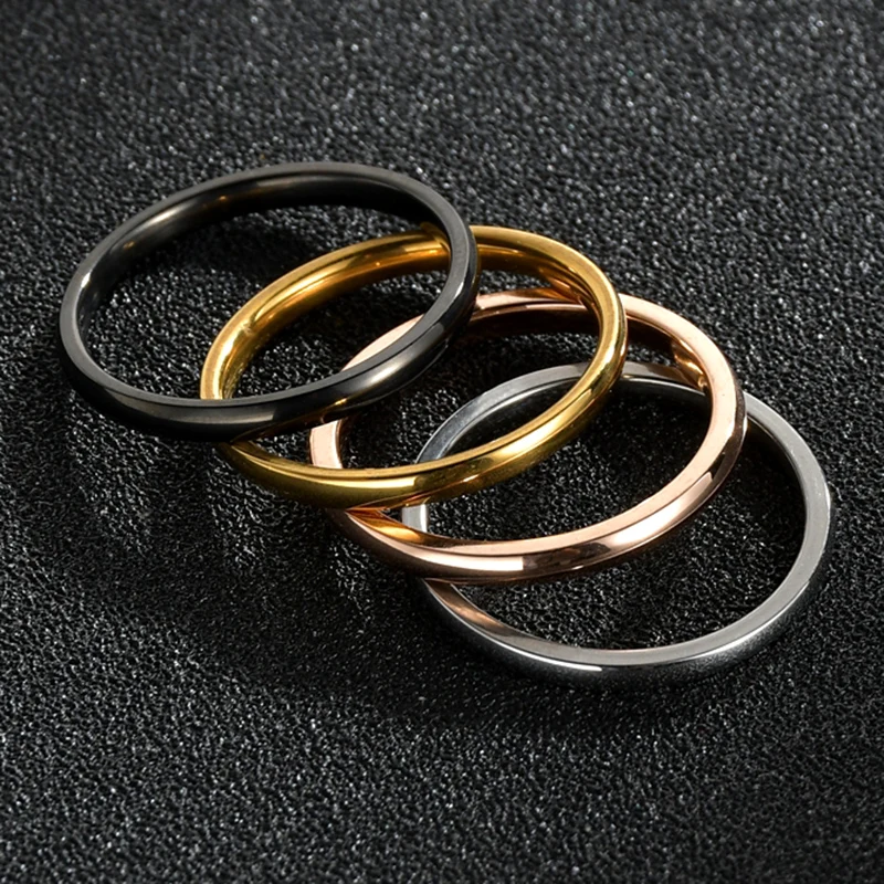 2 мм отполированный тонкий хвост Титан Сталь обручальное кольцо Простые Кольца