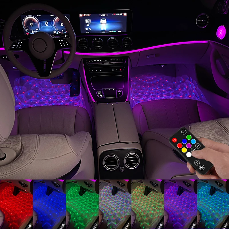 

Car LED Light Starry Ambient Lamp With USB Remote Music Control Multiple Modes Auto Interior Decorative Atmosphere Lights