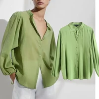 elmsk blusas mujer de moda 2021 england style fashion casual cotton long sleeve blouse women elegant loose shirt women tops