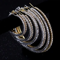 classic shiny rhinestone big hoop earrings for women fashion jewelry bohemian girls circle collection earrings accessories