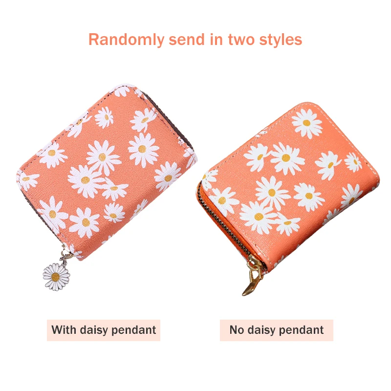 

Women's Wallet Cute Student Tassel Pendant Short Wallet Simple Zipper Small Daisy PU Wallet Coin Purse Ladies Card Bag for Women