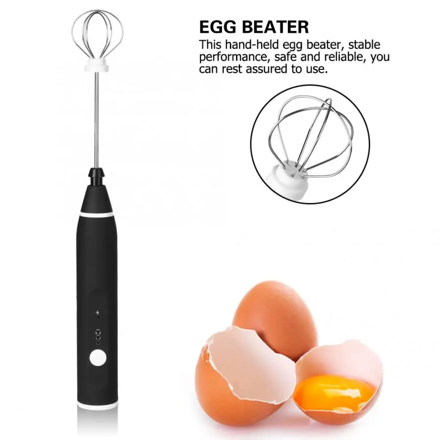 

Electric Automatic Egg Beater Mixer Milk Frother 3 Pace Adjustable Blender with USB Charging Black