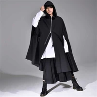 mens windbreaker hooded coat spring and autumn new korean japanese stage wind long casual loose large size coat