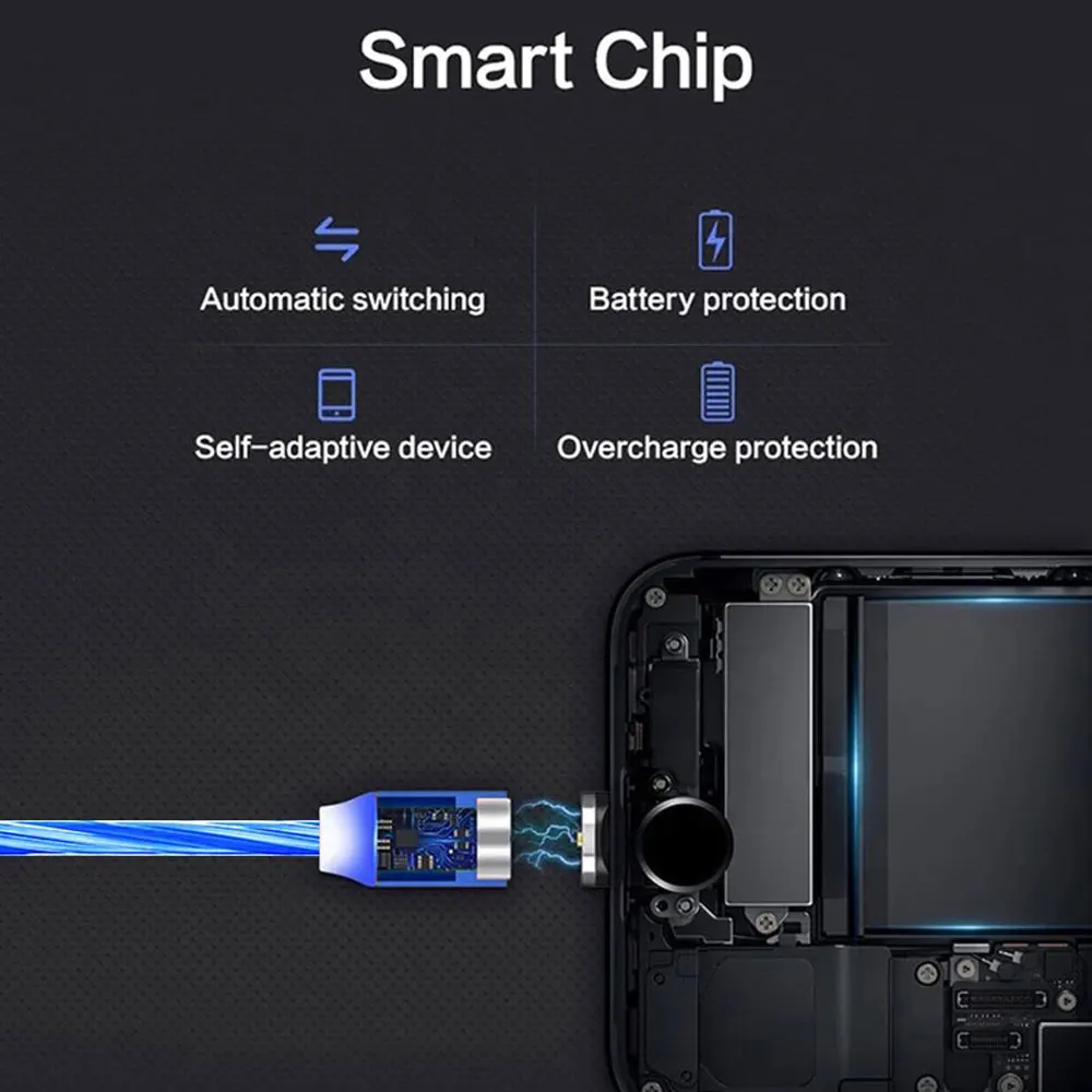 Стример линия передачи данных Магнитный Micro USB кабель для Iphone xsmax Xiaomi 9 huawei P30 P20 Micro usb type C волшебный свет зарядный кабель