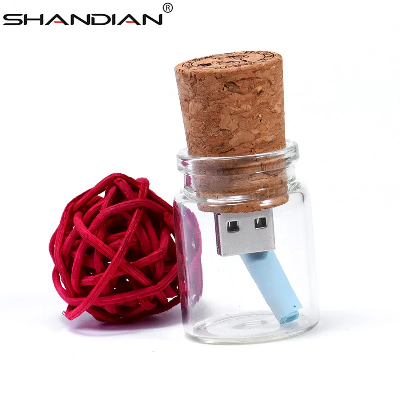 Флеш накопитель SHANDIAN в виде плавающей бутылки 4/8/16/32/64 ГБ|glass bottle usb|u diskpendrive 2gb |