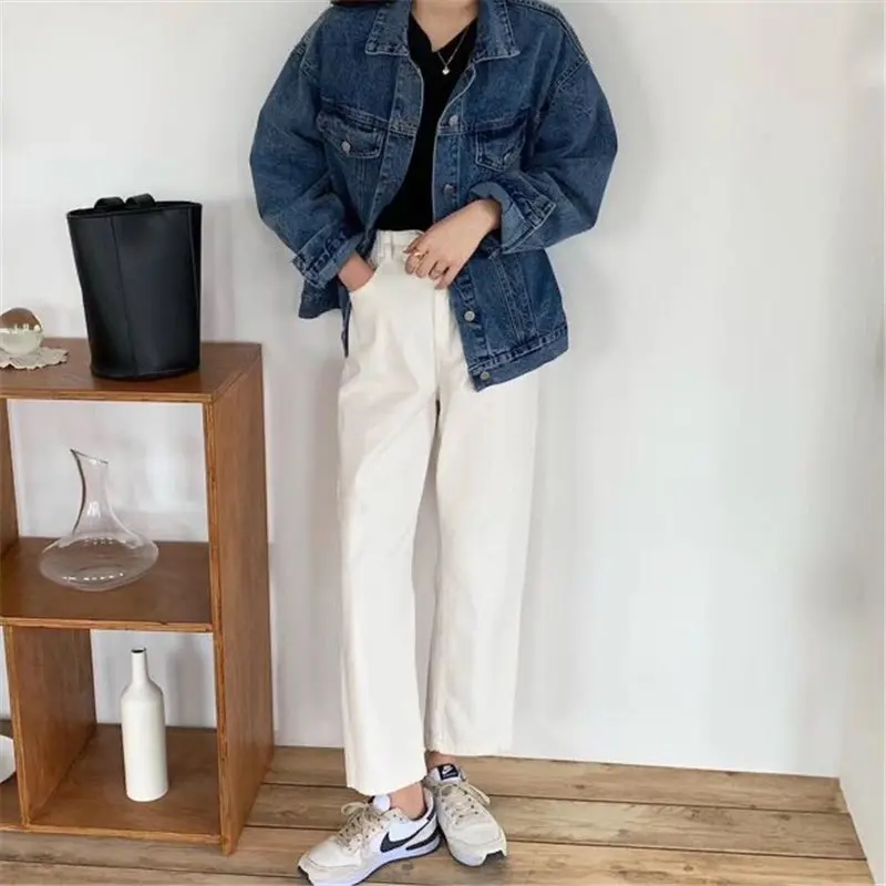 

High Quality Retro OL Vintage Denim Coats 2021 Autumn Office Lady Cowboy Fashion Free Loose Chic Elegant New Coats